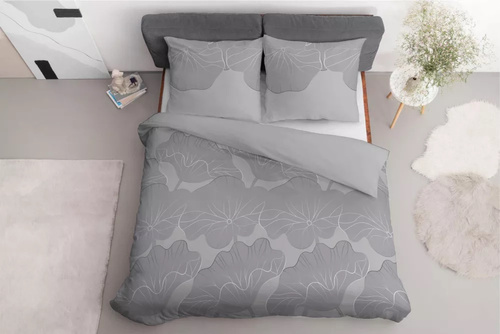 4966B Pościel bawełniana kwiaty Detexpol - szary