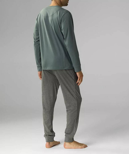 NMP-372 Piżama męska długi rękaw, Atlantic-szmaragdowy-szary melanż