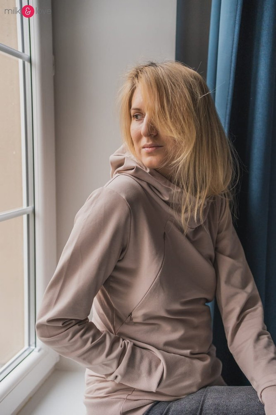 Milk Please bluza do karmienia Milk&Love z kapturem beżowy