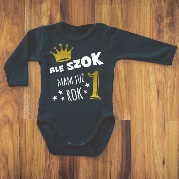 Body długi rękaw "Ale szok mam już rok!" Moocha białe