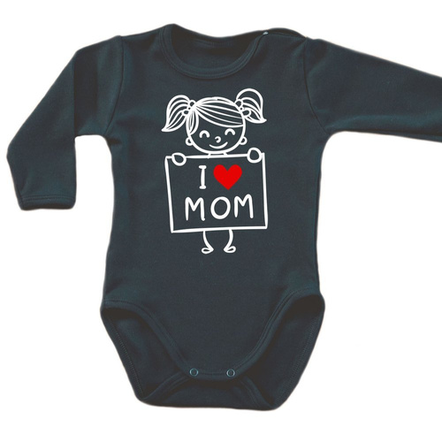 Body długi rękaw "I LOVE MOM" Moocha biały