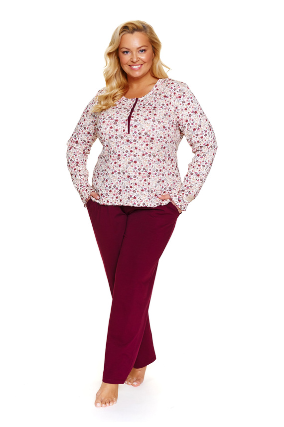 7307 Doctor Nap – Piżama damska plus size rozpinana | 95% bawełna, polska produkcja - flores