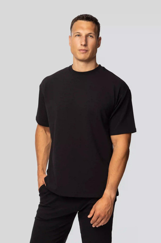 Męska koszulka bawełniana casual czarna – klasyczny krój, elastyczność i wygoda