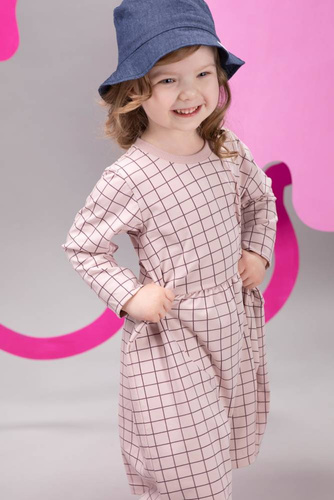 Romantic Sukienka z długim rękawem Pinokio -róż druk