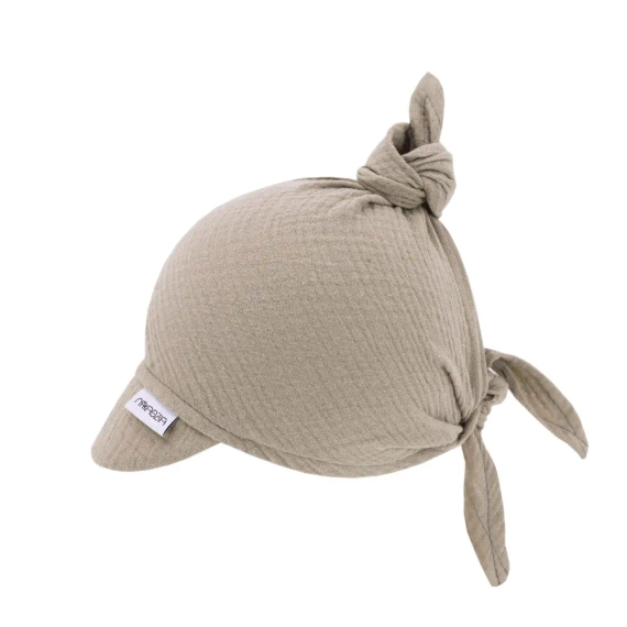 Cotton Muślin Chustka z daszkiem wiązana Makaszka - almondine