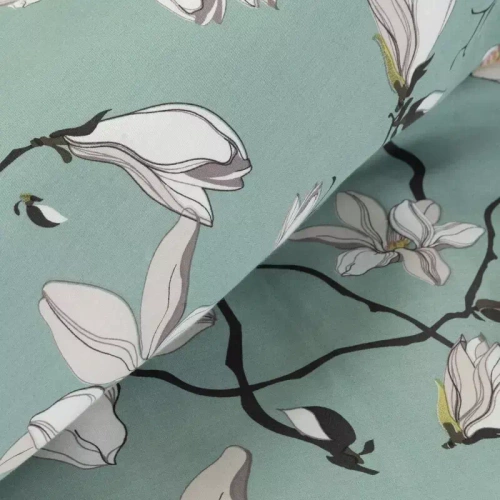 Spring 04 Kwiaty pościel satynowa Eurofirany miętowy