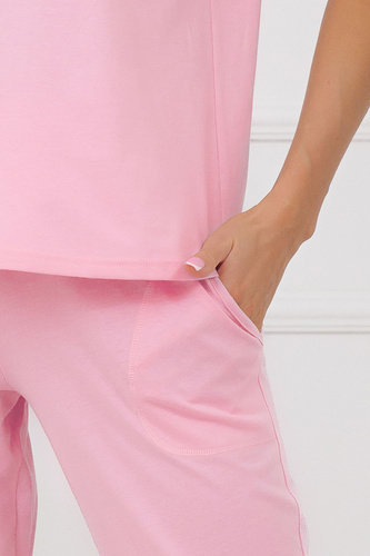 Piżama damska Sensual Italian Fashion bawełna 3/4 koronka-różowa 