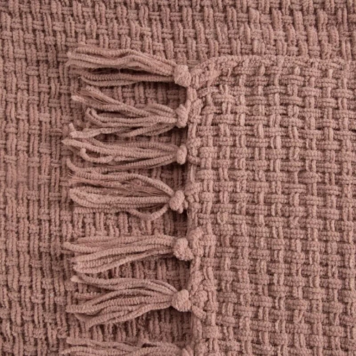 Suzi Koc narzuta tkana z frędzlami Eurofirany pudrowy