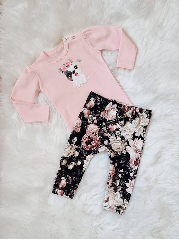 Puppy Body z długim rękawem Bambarillo pudrowy róż