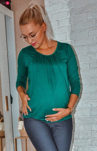 Kangaroo bluzka ciążowa i do karmienia z rękawem 7/8 Milk&Love butelkowa zieleń