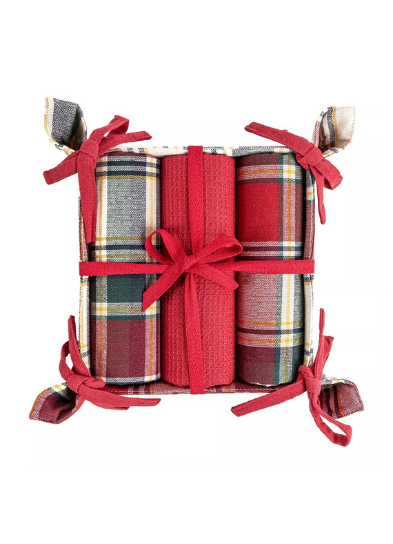 Komplet kuchenny Moraj MRK1500-021 – ściereczki bawełniane 3 szt. w ozdobnym koszyku