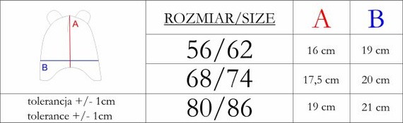 226266 Nicol HANIA Czapka niemowlęca miś pudrowy róż ciepła uszatka