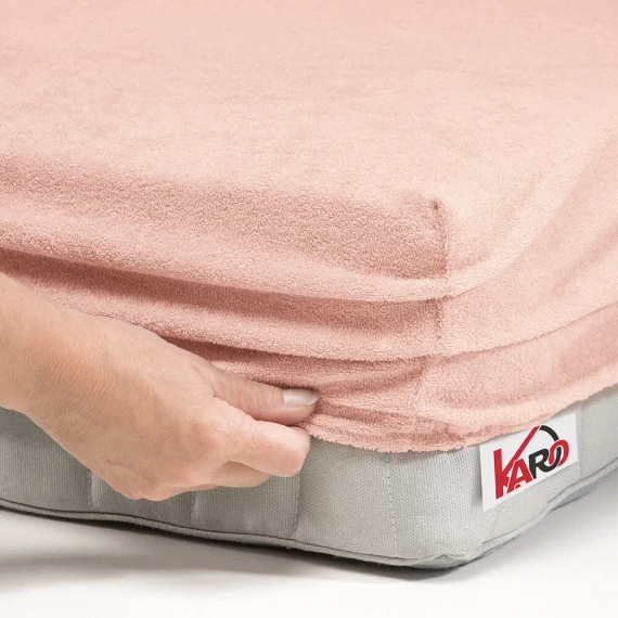 Prześcieradło frotte z gumką KARO - łosoś