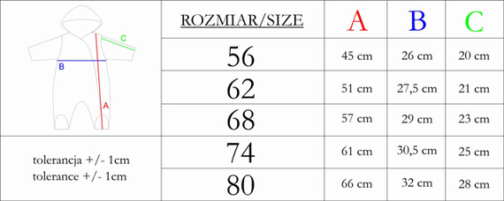 216270 Lala Pajac dresowy z luną Nicol – różowy kombinezon niemowlęcy z uszami, rozmiar 56-68