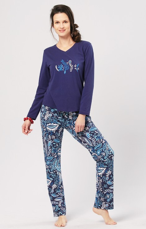 LNS 793 Piżama Damska bawełniana Key -granatowy