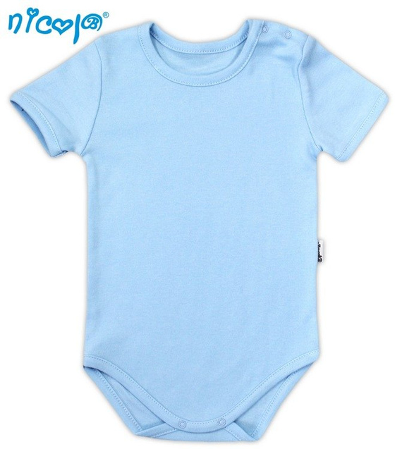 009 11 Body niemowlęce z krótkim rękawem "Basic" Nicol - niebieski