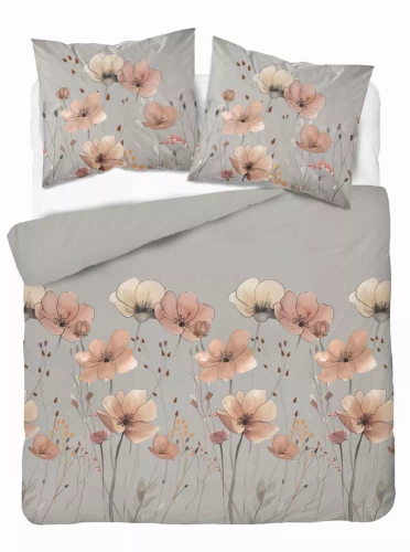 5493 A Pościel satynowa Detexpol Satin Stories szary | 100% bawełna, splot satynowy, zamek, opakowanie prezentowe