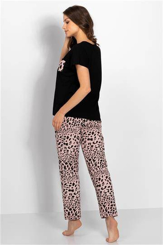 Cathy piżama damska Momenti Per Me black-pink