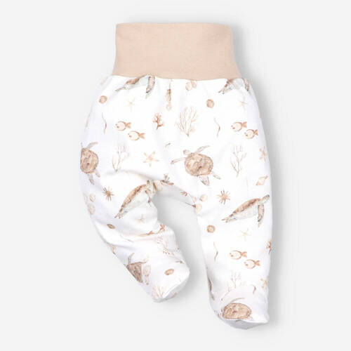 ABN-4008/ŻÓŁ Turtles Półśpiochy z bawełny organicznej Nini druk