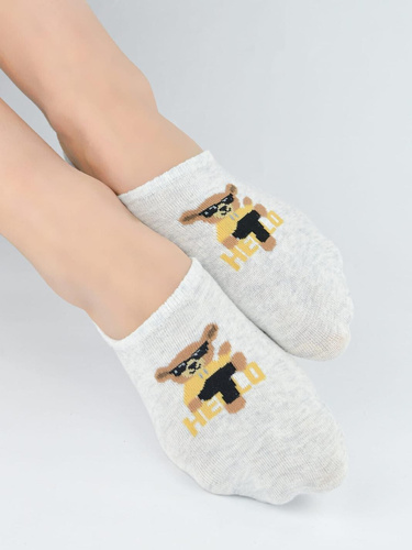 Baleriny damskie Noviti ST098 Miś bawełniane niewidoczne silikon komfort