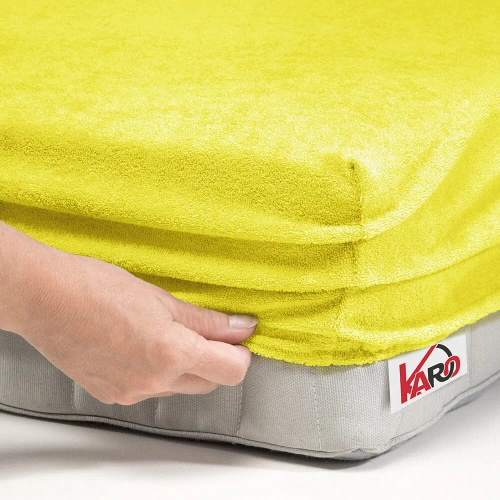 Prześcieradło frotte z gumką KARO - cytrynowy