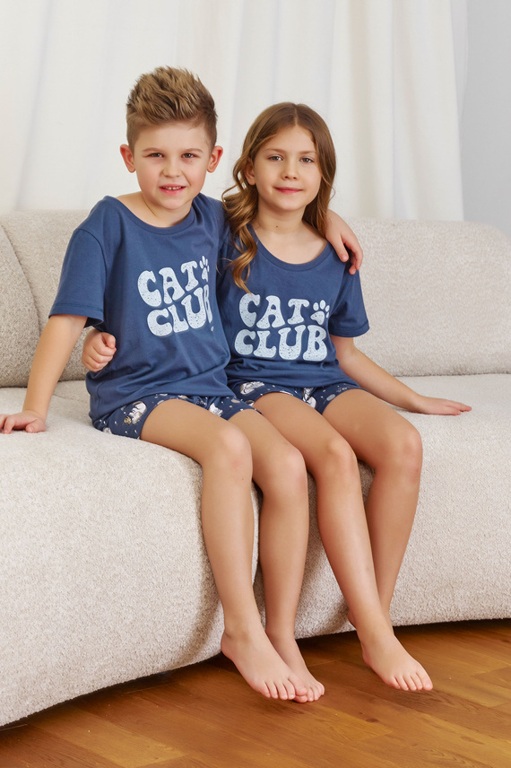 7205 "Cat club" Piżama dziecięca Unisex Doctor Nap - deep blue