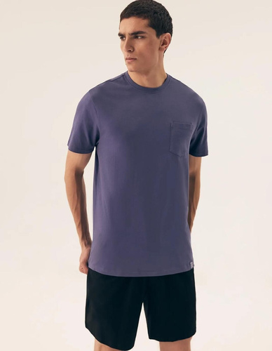 Piżama męska 43032 Mick Henderson niebieska– bawełna, krótki rękaw, w pudełku