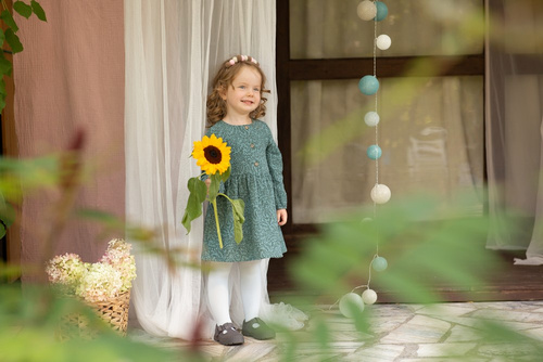 Tres Bien Sukienka z długim rękawem Pinokio - zielony 