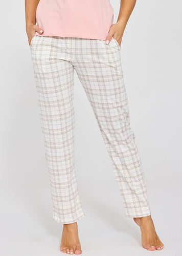 Spodnie piżamowe 690/50 Cornette 100% bawełna ecru kratka