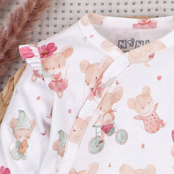 ABN-5681 Bawełniane body kopertowe Małe Myszki Nini organic 100% PL produkcja