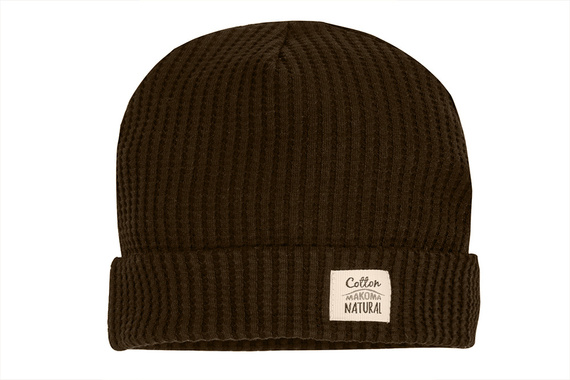 4249M "Natural Waffel" Czapeczka niemowlęca Makoma mocha