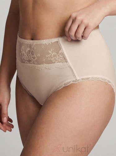 Figi damskie Unikat Brenda beżowe wygodne eleganckie majtki koronkowe