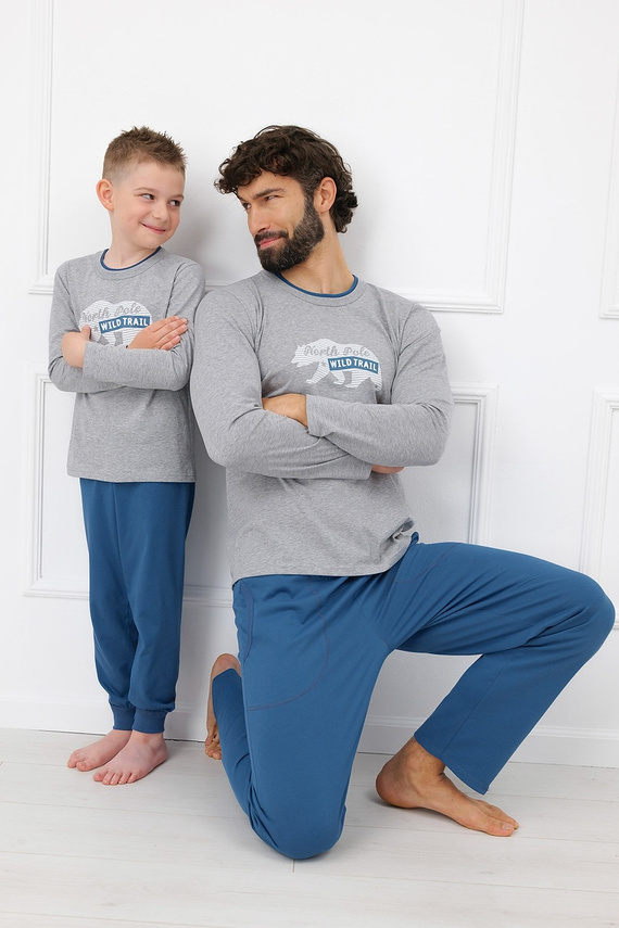 Piżama Chłopięca Italian Fashion Kasim 100% Bawełna Długa- melange