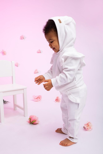 169300 Komplet welurowy bluza + spodnie "Mix" Nicol - waniliowy