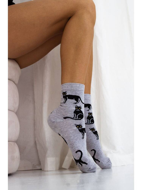 0200-024 Koty Skarpety damskie Milena- szary