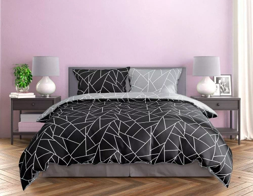 Milargo Verde 007 Pościel satynowa geometria Faro czarny 