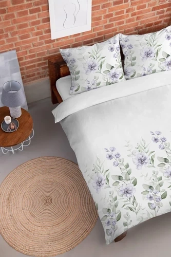 4522 B Pościel flanelowa kwiaty polne Detexpol biały/róż