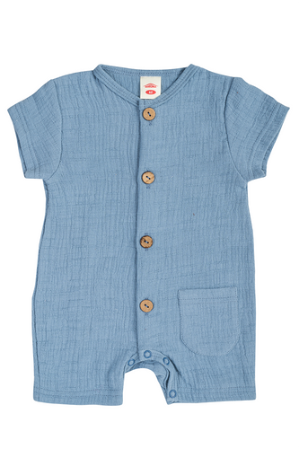 02235RB "Just Muslin Blue" Rampers niemowlęcy Makoma