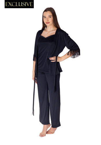 86457 Josefine Piżama damska trzyczęściowa Mewa czarny