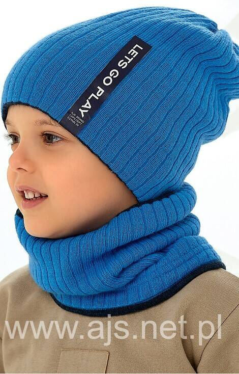 48-411 Komplet Czapka dziecięca + tuba/komin AJS czarny