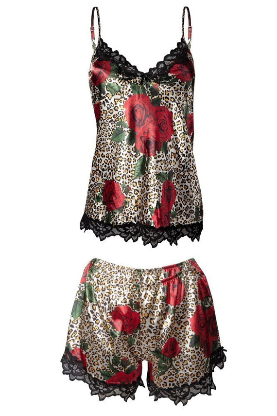 Flowers Komplet piżama damska DKaren -DK-KV ecru 004