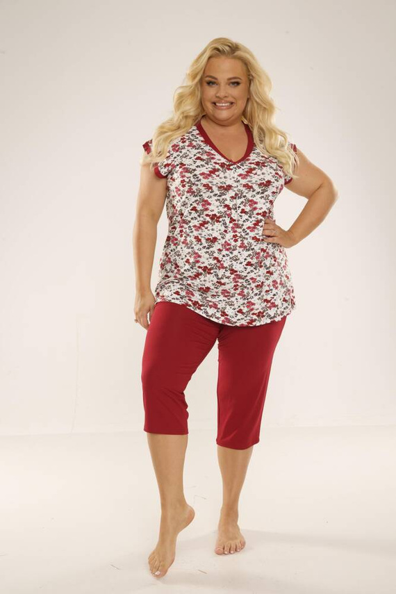 489/491 Mia Piżama Damska Plus Size Forex - czerwony