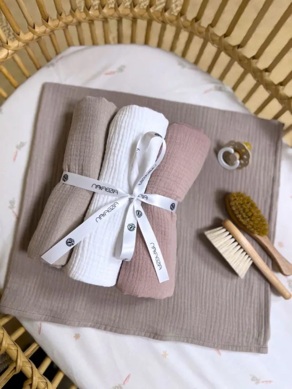 Powder Pink Pieluszki muślinowe Makaszka