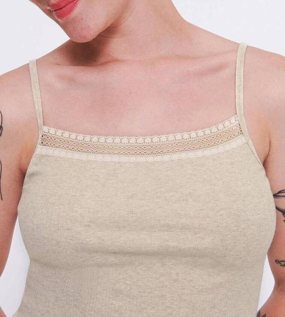 GO Ribbed Spaghetti Top na ramiączkach Sloggi - Grey Combination