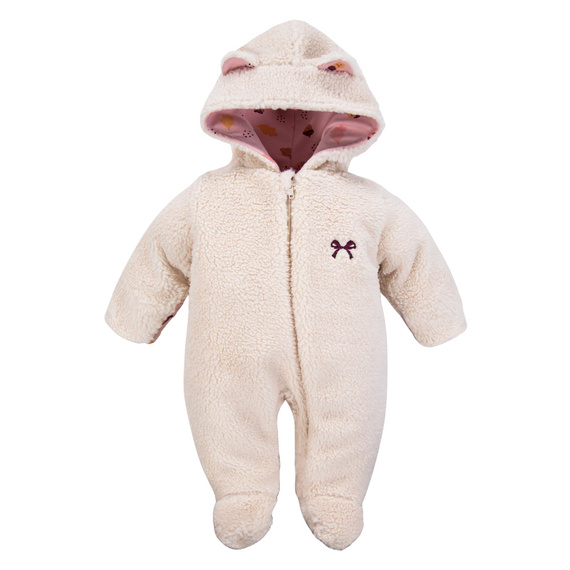 Fluffy Tails Kombinezon niemowlęcy Eevi – baranek, ecru z uszkami i zamkiem