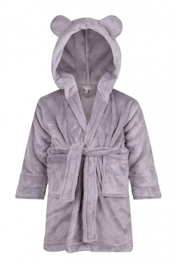 Teddy Szlafrok dziecięcy z uszkami ByShelly - jasny szary