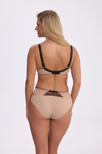 Biustonosz Gaia BS 1377 Isabela semi soft czarno-beżowy haftowany z fiszbinami