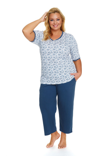 5290 Piżama Damska Plus Size Doctor Nap - navy bloom