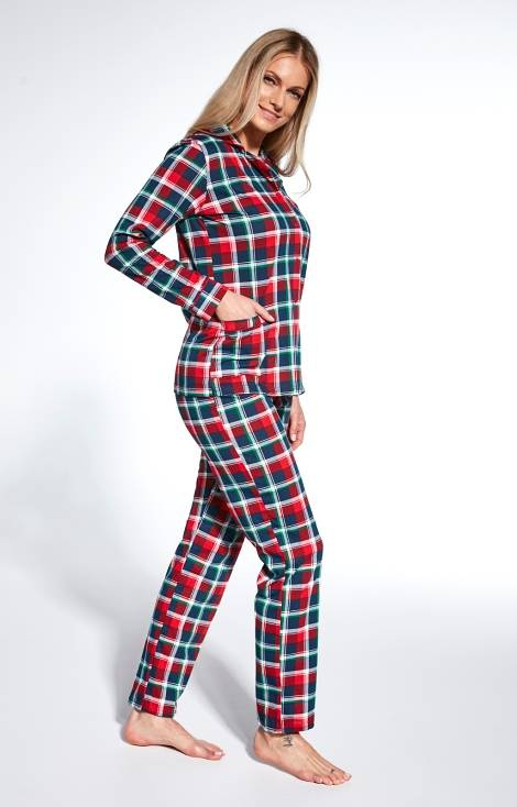 Cornette 482/369 Roxy Piżama damska rozpinana - granatowy-czerwony