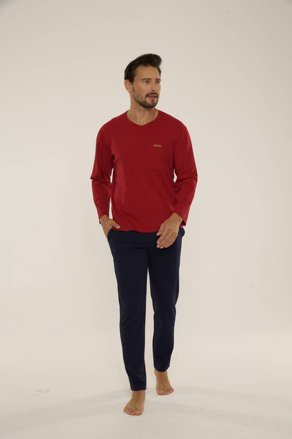 683 Kevin Piżama Męska Forex - bordo- granat